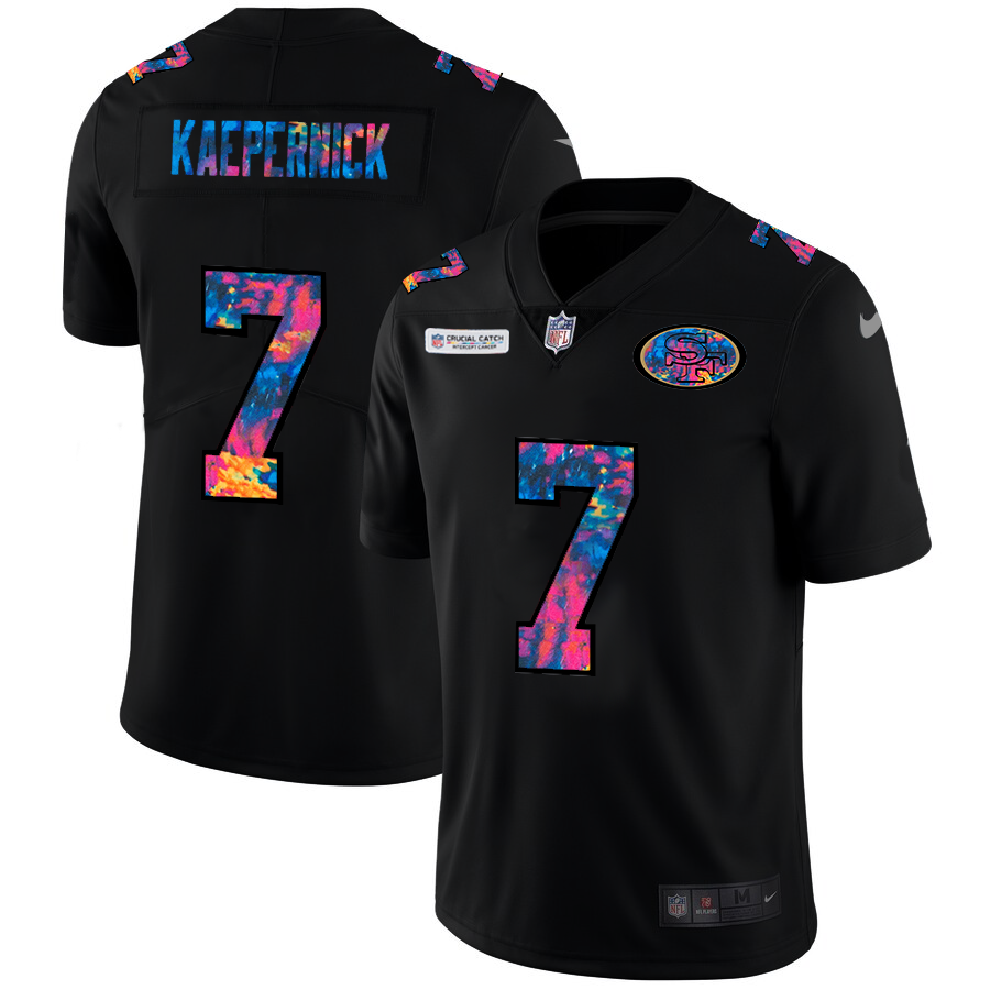 NFL San Francisco 49ers #7 Colin Kaepernick Men Nike MultiColor Black 2020  Crucial Catch Vapor Untouchable Limited Jersey->minnesota vikings->NFL Jersey